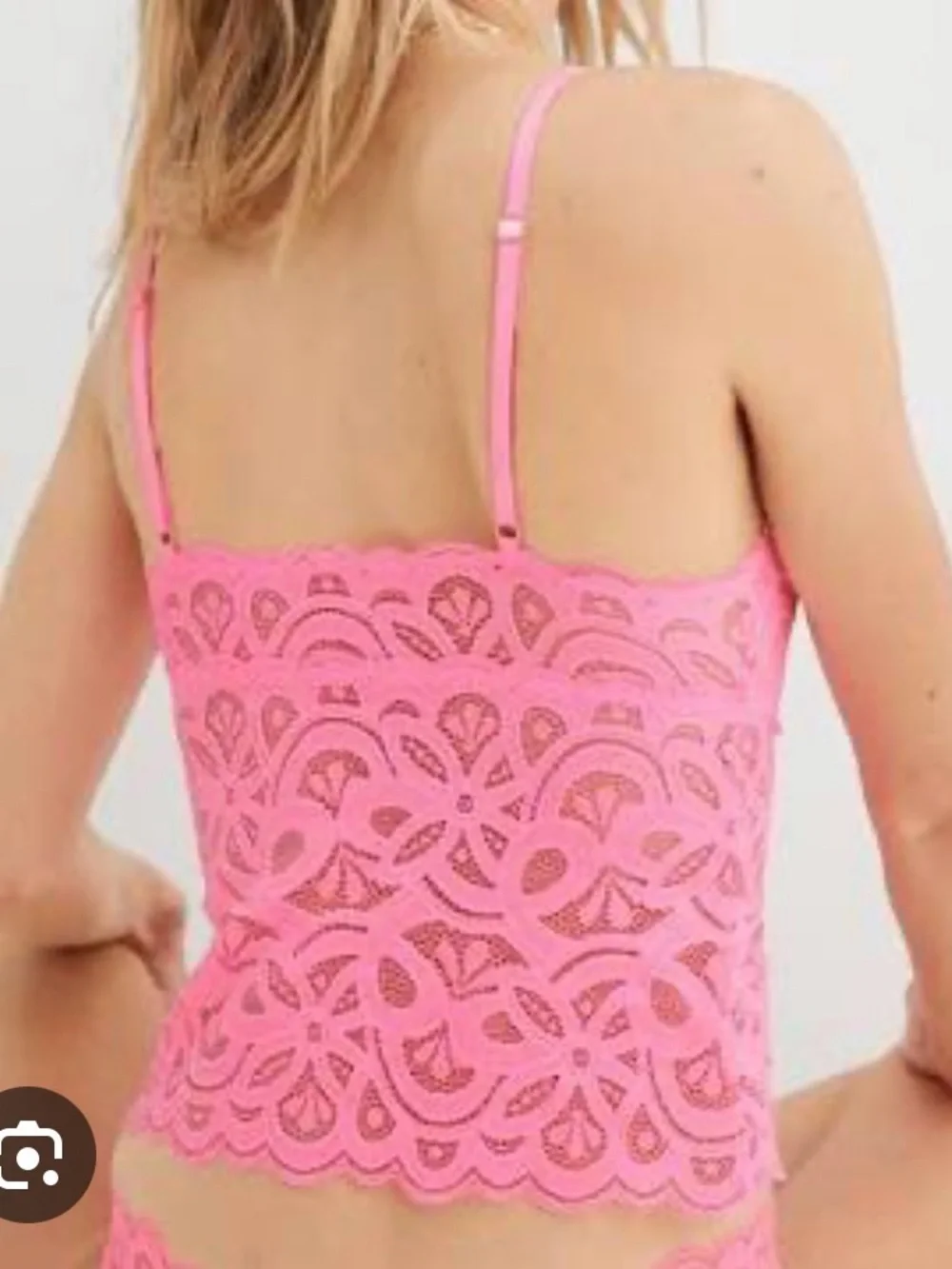 Lace Cami Bralette Tank Show Off Pink